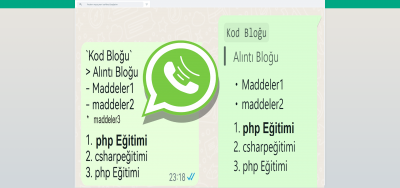 WhatsApp'tan Metinlere Yeni Dokunuşlar: Kod Blokları, Alıntılar ve Maddeler